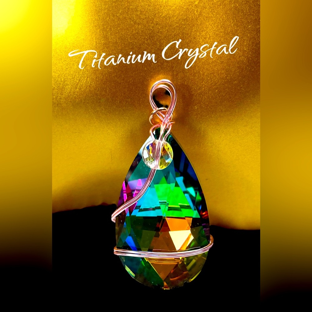 PINK plated copper wire wrapped titanium bead pendant